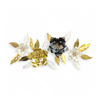 Urban Decor Flower & Leaf Design Wall Decoration Black, Gold & White