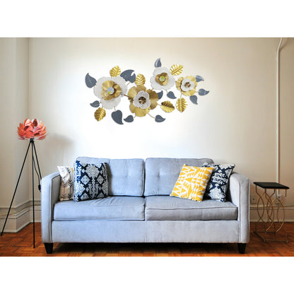 Urban Decor Metal Flower Wall Decoration Gold & White