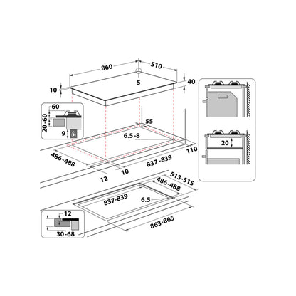 Whirlpool 90cm Gas Hob Black