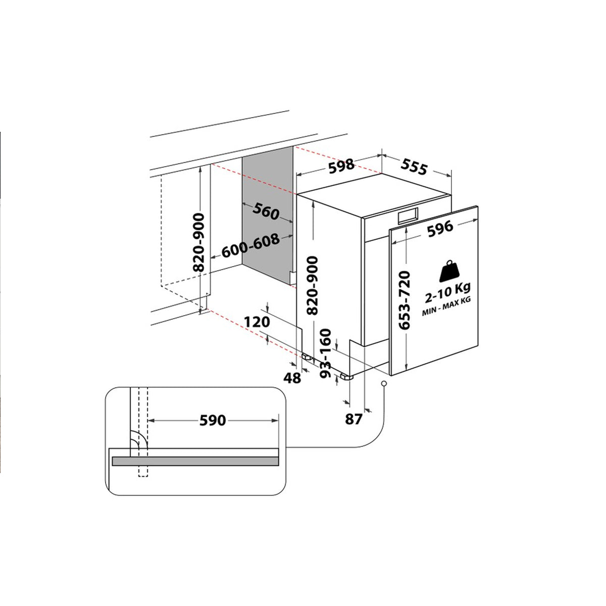 Whirlpool 14 Place Built-In Dishwasher Silver