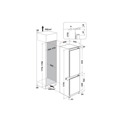 Whirlpool 267L Built-In Combi Fridge Freezer