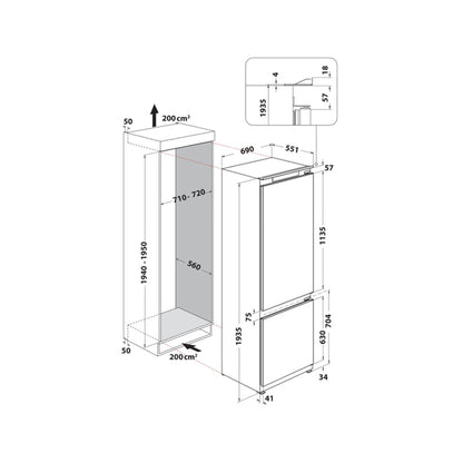 Whirlpool 394L Built-In Combi Fridge Freezer