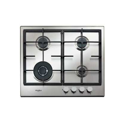 Whirlpool 60cm Gas Hob 4 Burner Stainless Steel