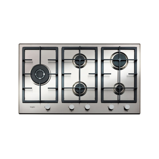 Whirlpool 5 Gas Burner Gas Hob Silver