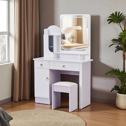 Exotic Designs Elegant Dressing Table with Mirror White