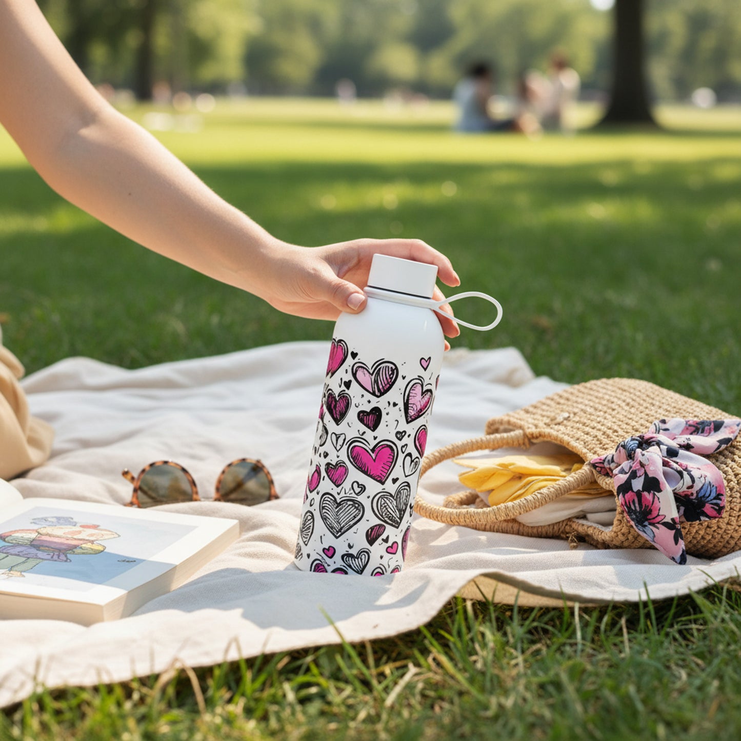 500ml Heart Design Flask White