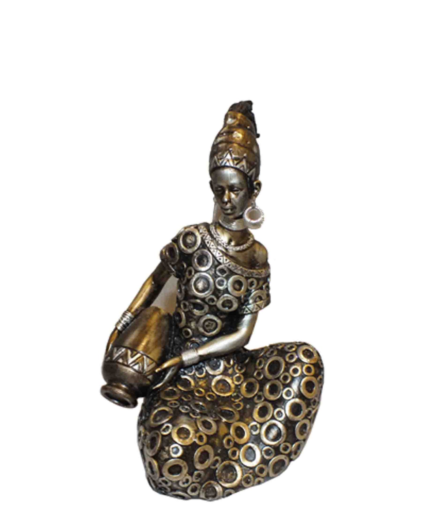 Urban Decor 23cm Girl/Ring Sitting Ornament - Bronze