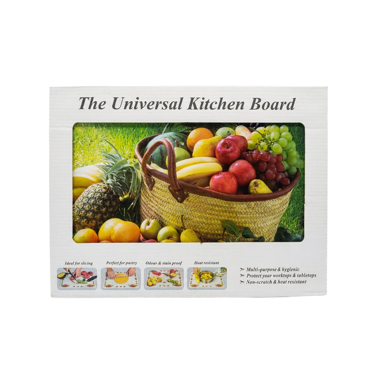 30 x 25cm Tempered Glass Cutting Board Multicoloured