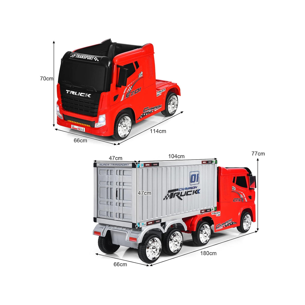 Kids Electric Ride-On Container Truck with Detachable Trailer - YJ2011T