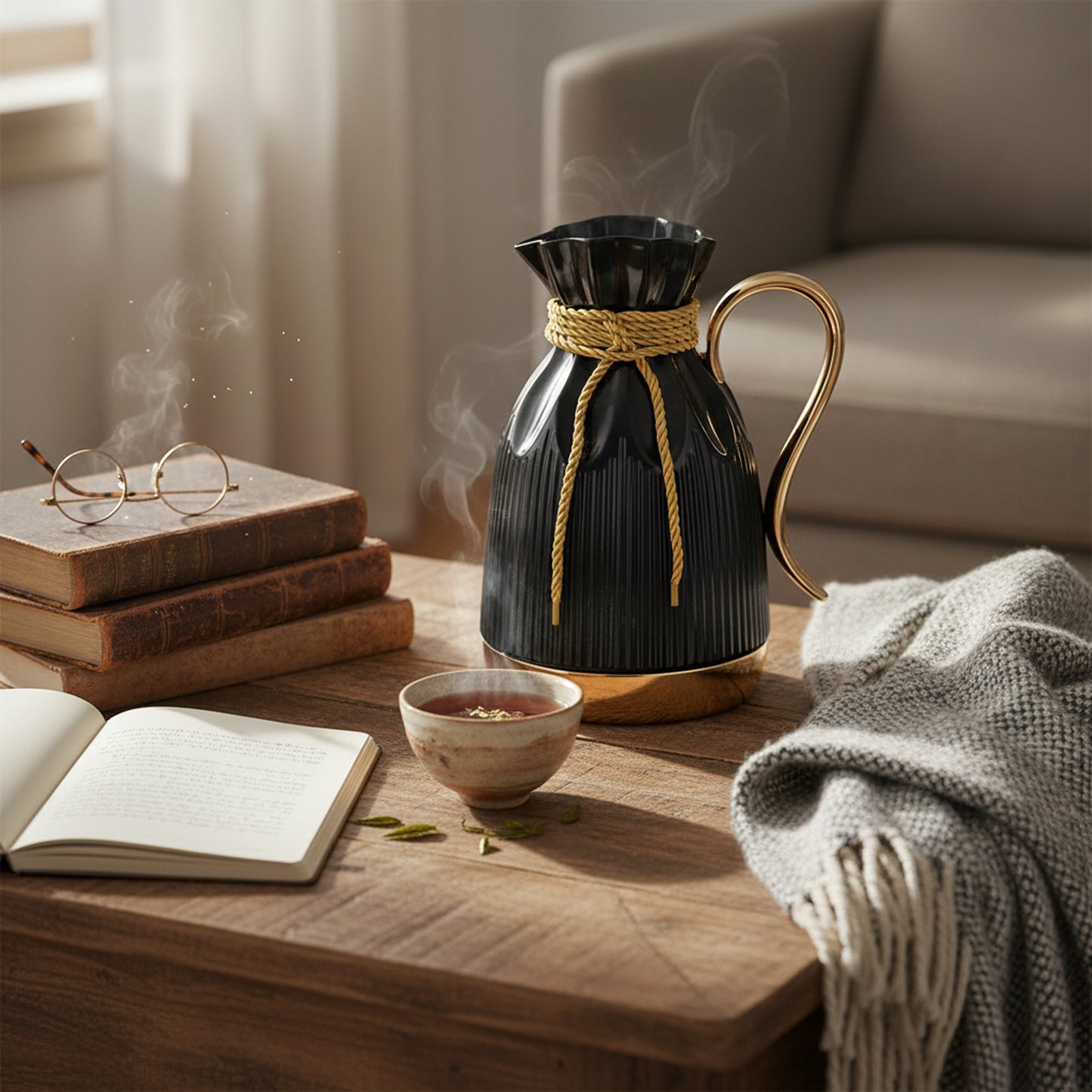 Tea Thermos Black & Gold