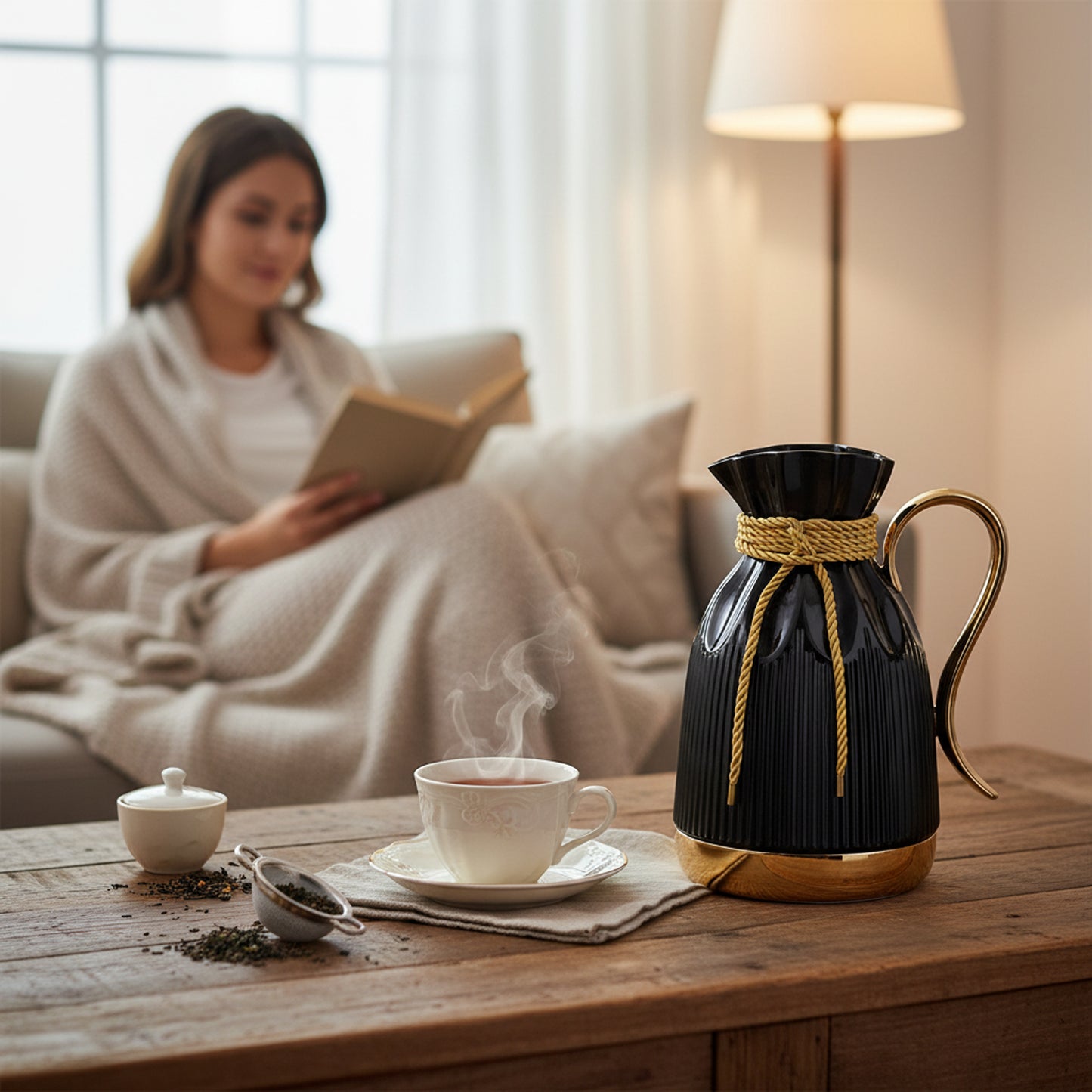 Tea Thermos Black & Gold