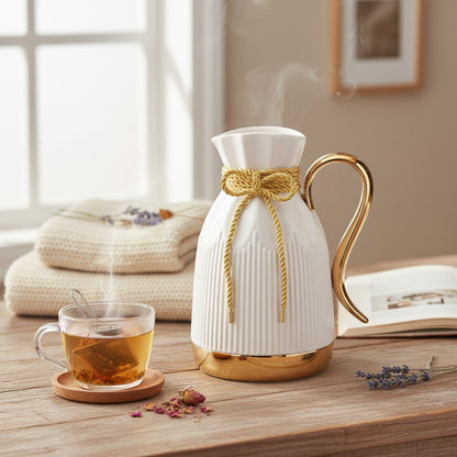 Tea Thermos White & Gold