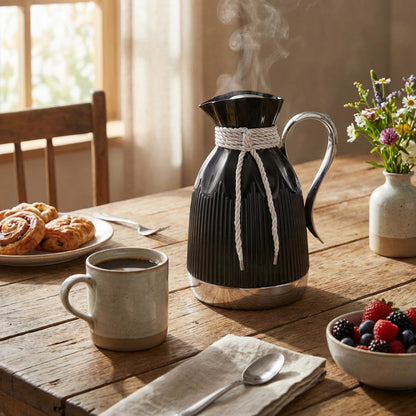 Tea Thermos Black & Silver