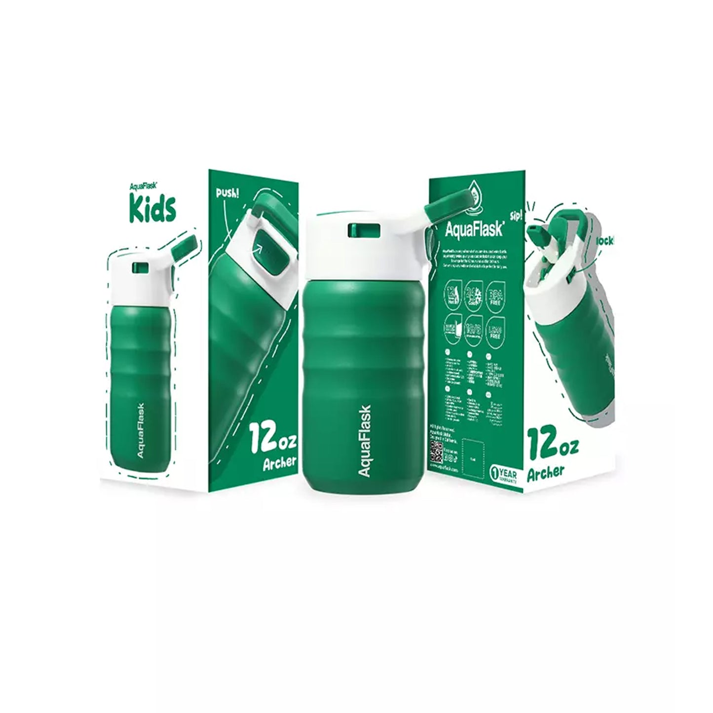 Aquaflask Kids Straw Sip 355ml Flask Archer