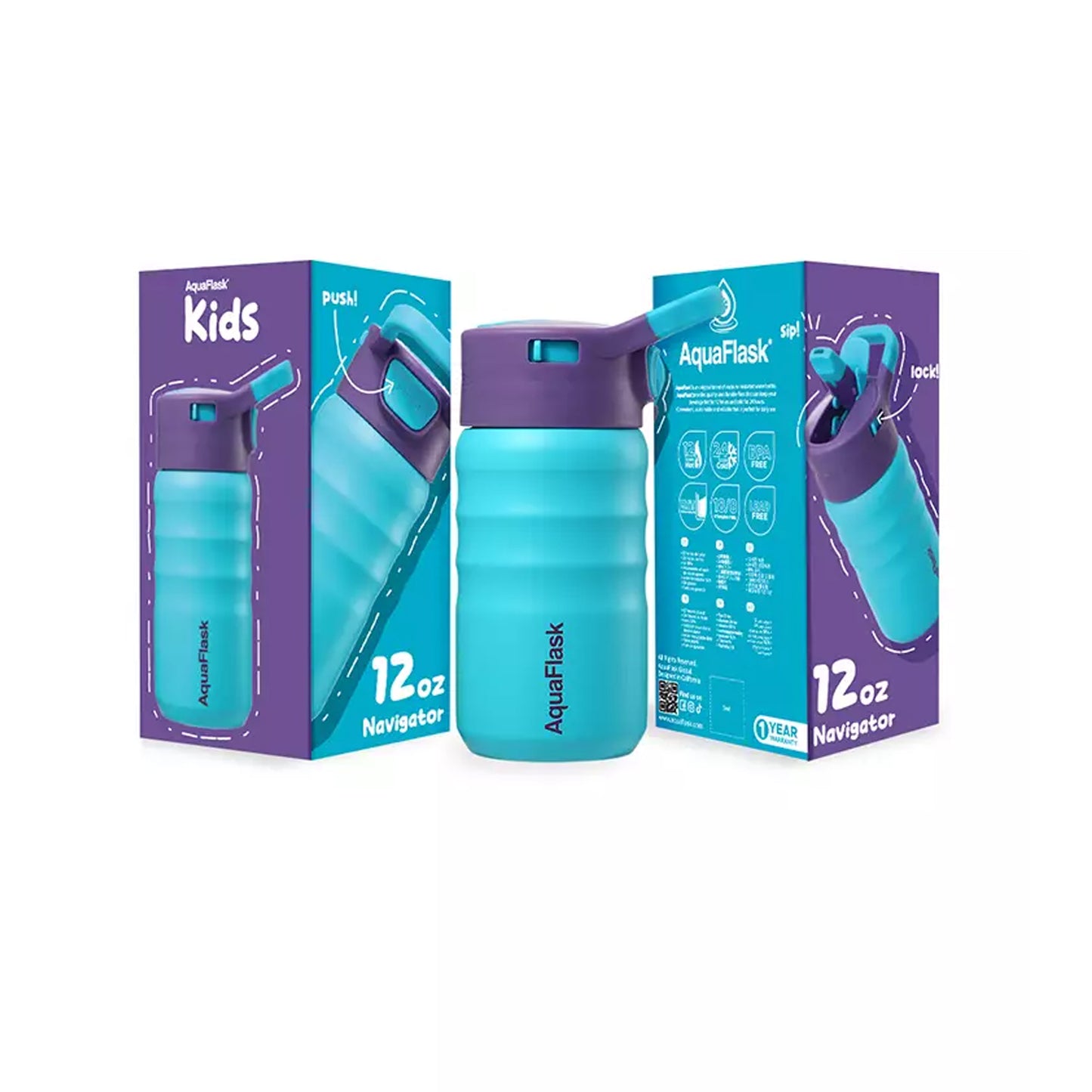 Aquaflask Kids Straw Sip 355ml Flask Navigator