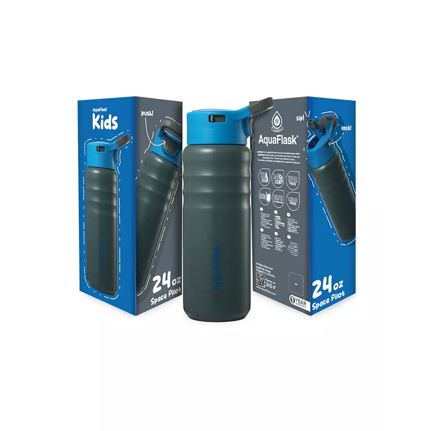 Aquaflask Kids Straw Sip 710ml Flask Space Pilot