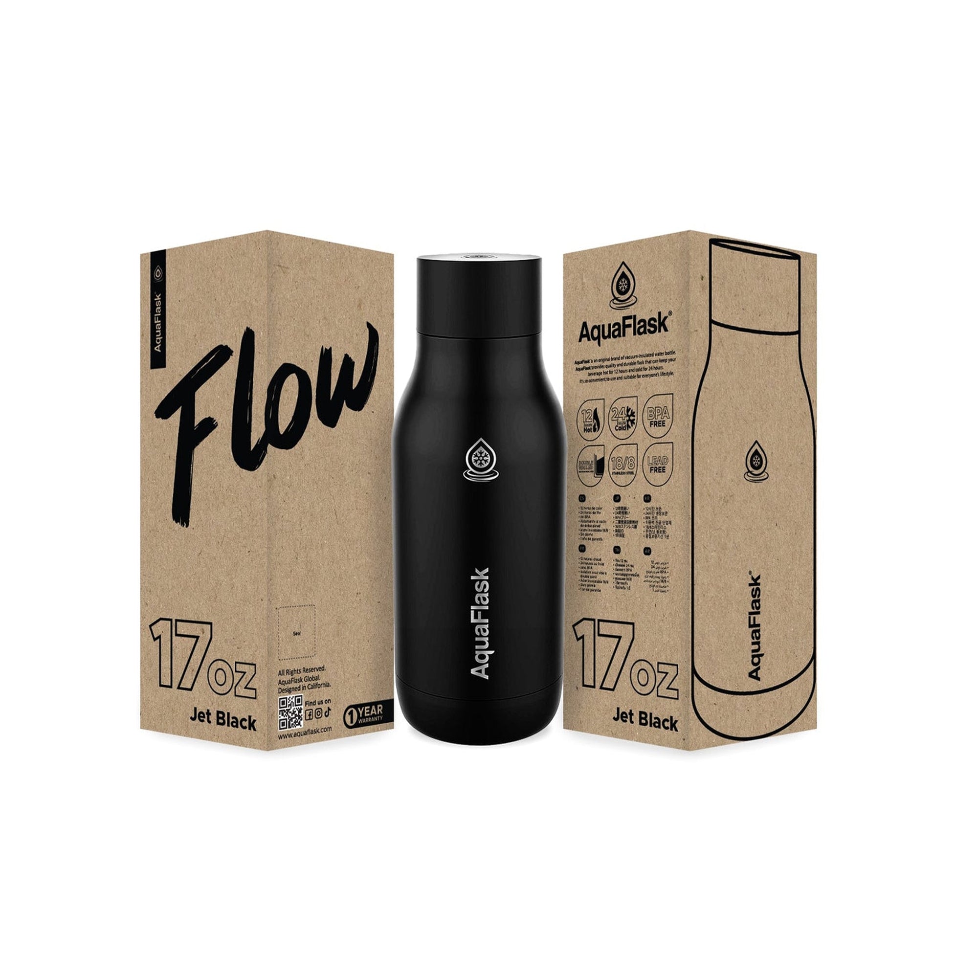 Aquaflask Flow 500ml Flask Jet Black – The Culinarium