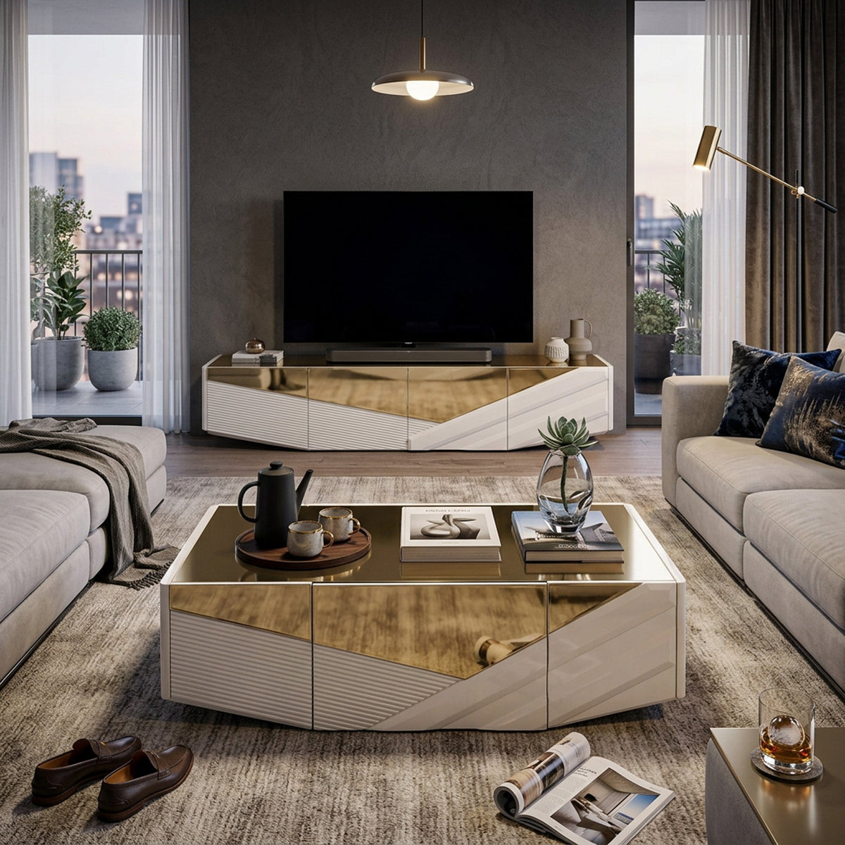 BF Royal Home Coffee Table and TV Stand Combo