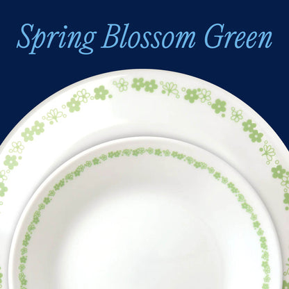 Corelle Spring Blossom Green 18 Piece Dinner Set White