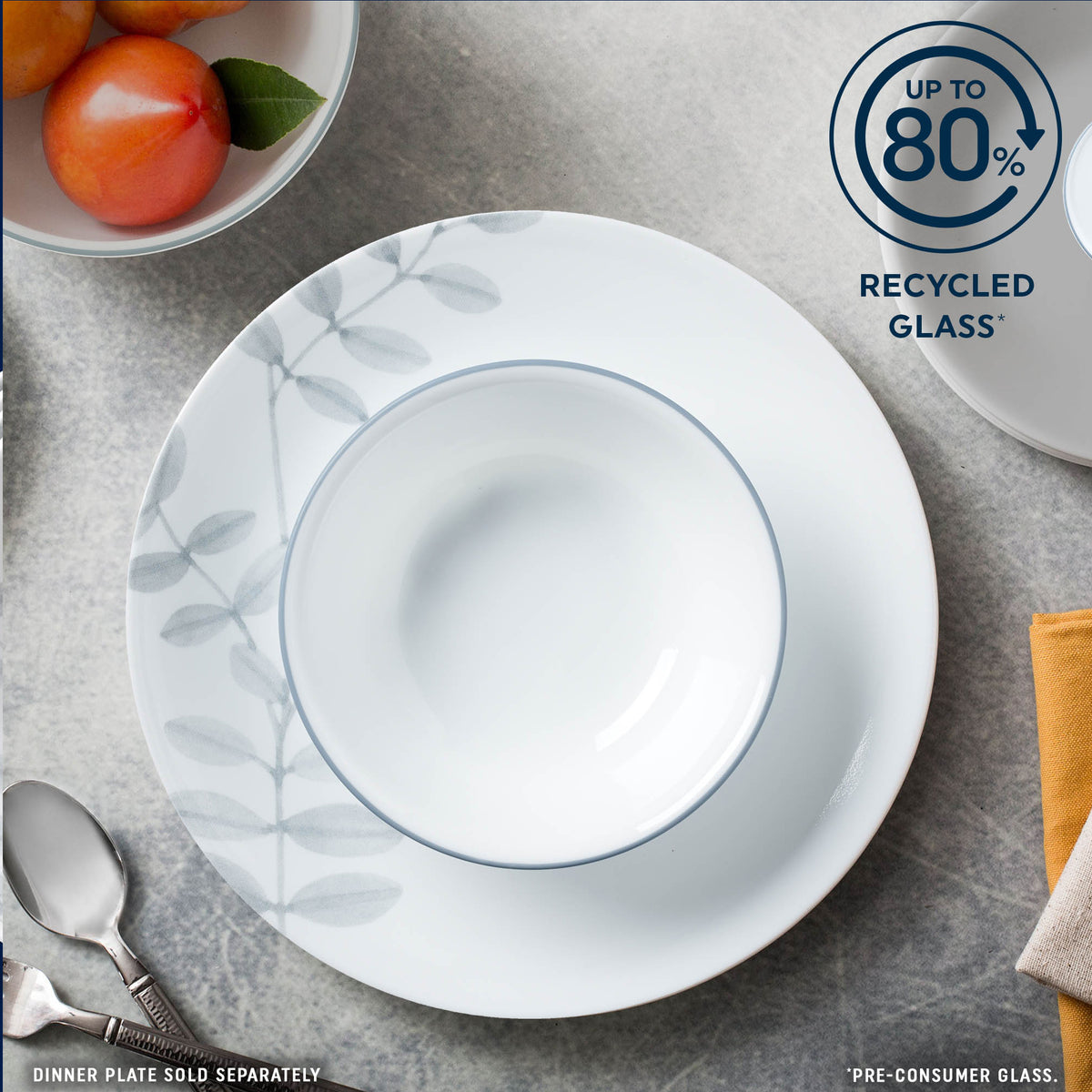 Corelle Flowing Fern 12 Piece Dinner Set White