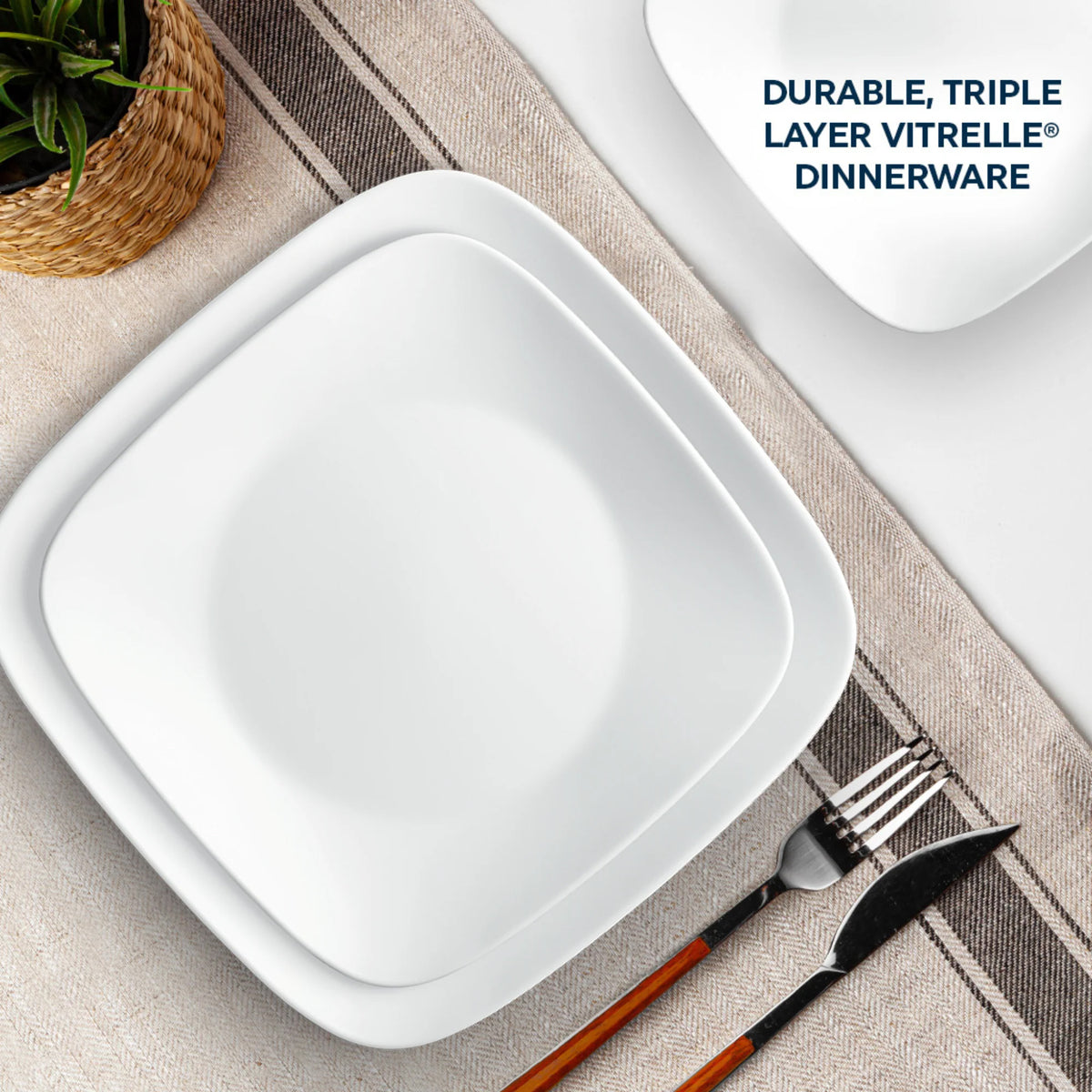 Corelle Square Side Plate 16.5cm - Pure White