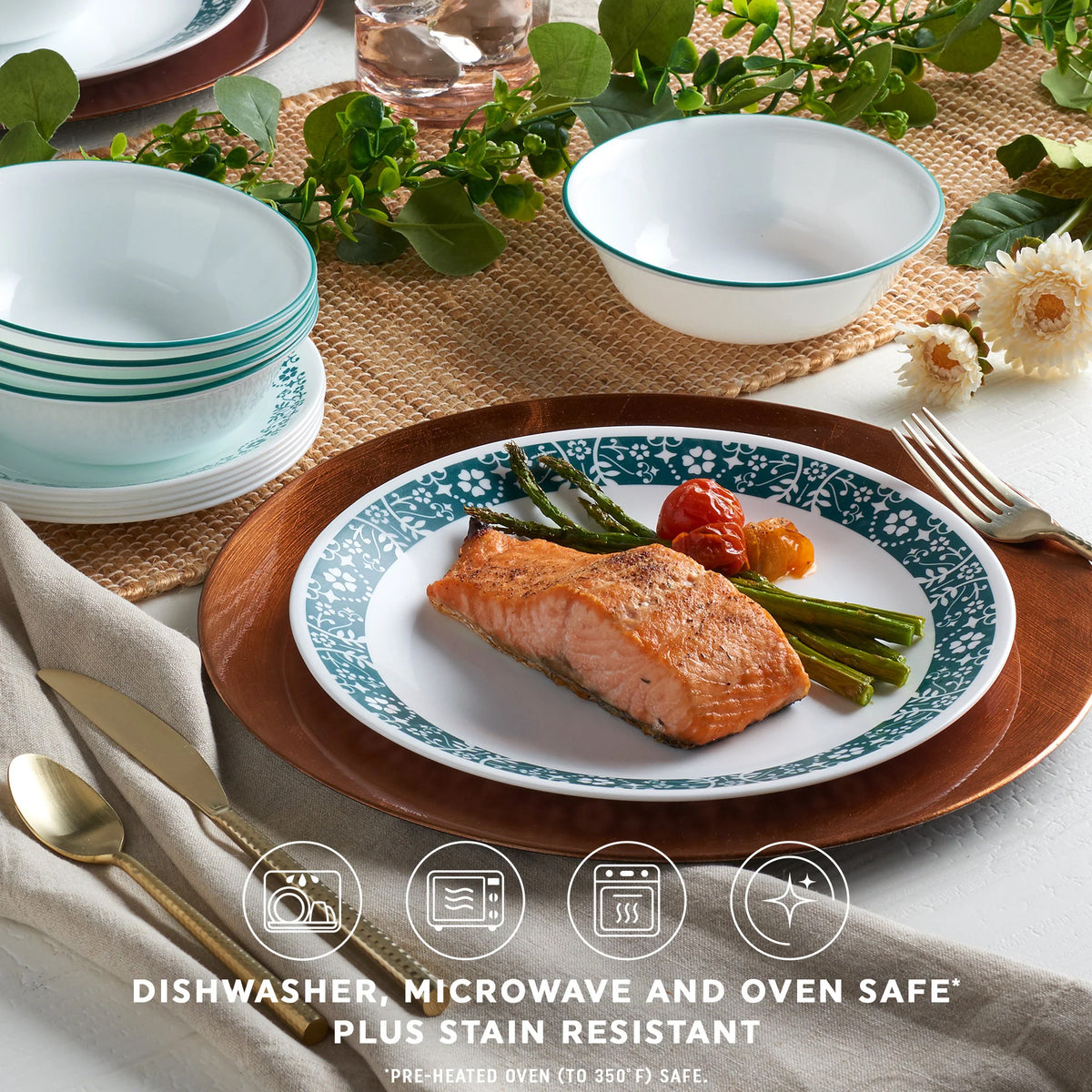 Corelle Penelope 18 Piece Dinner Set White