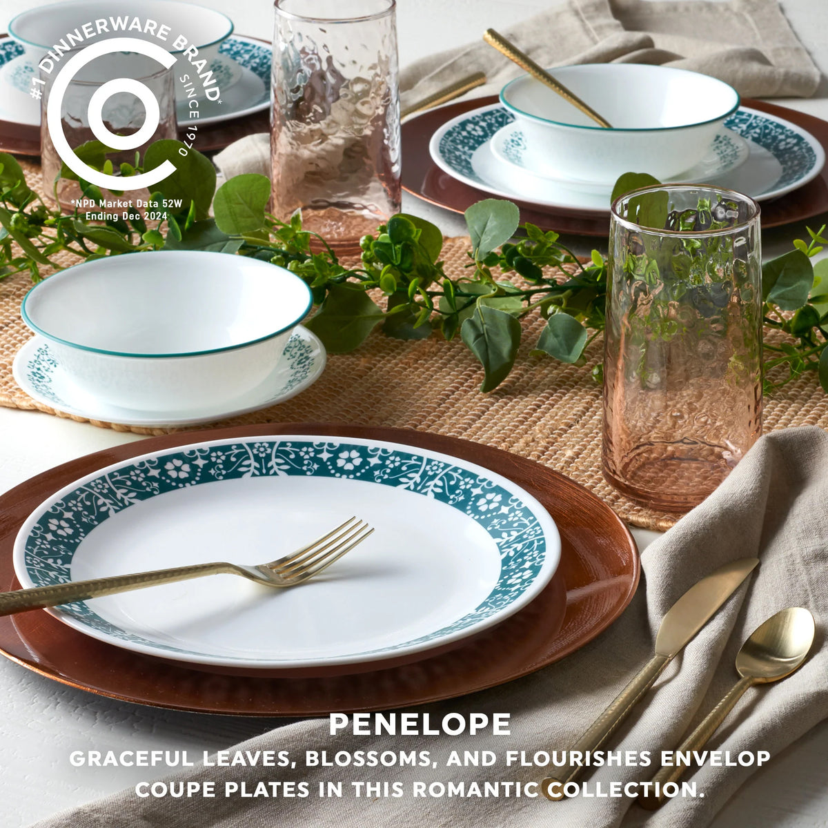 Corelle Penelope 18 Piece Dinner Set White