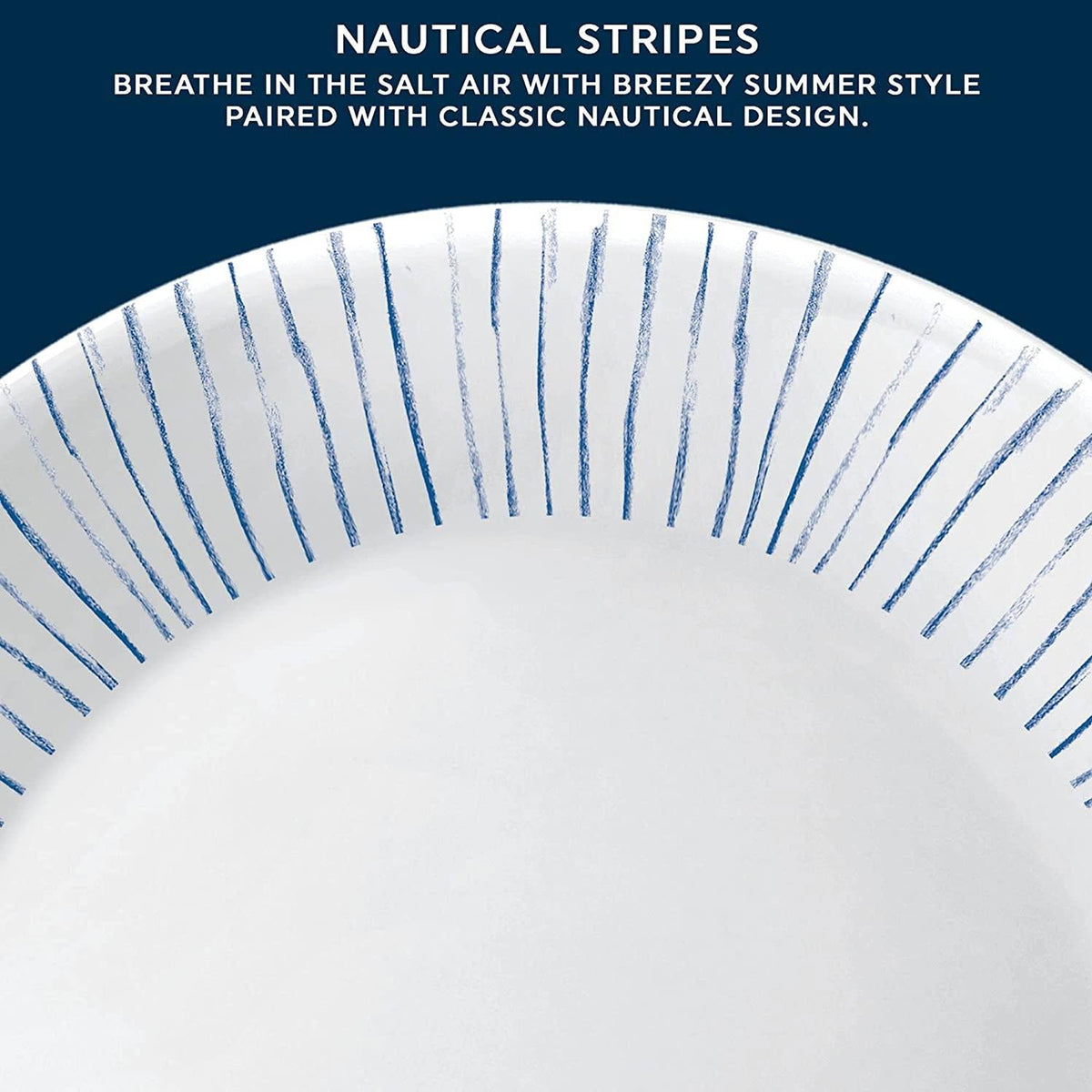 Corelle Nautical Stripes 18 Piece Dinner Set White