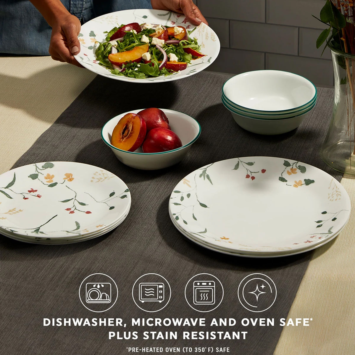 Corelle Wildflower Scatter 12 Piece Dinner Set White