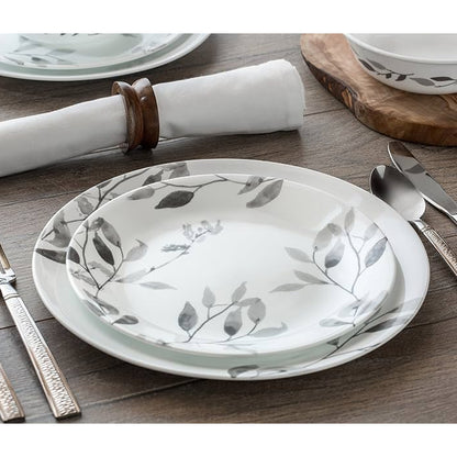 Corelle Boutique Misty Leaves 12 Piece Dinner Set White