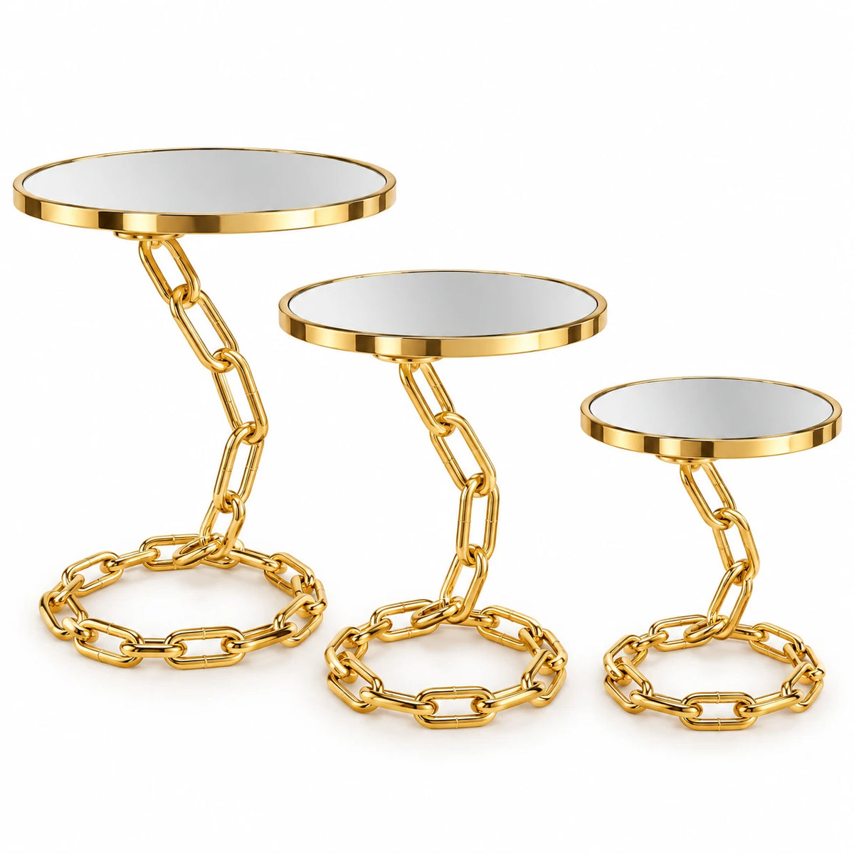 3 Piece Chain Design Cake Stand Set Gold