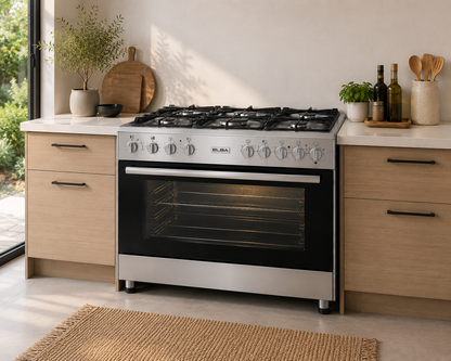 Elba Essential 90cm 5 Burner Gas Stove & Electric Oven - Stainless Steel
