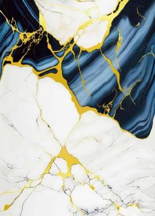 TC Wallpaper 1.2 x 3m Marble - Navy, Ivory & Gold