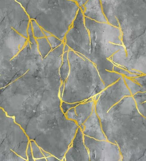 TC Wallpaper 1.2 x 3m Marble - Thunder Grey & Gold