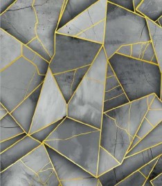 TC Wallpaper 1.2 x 3m Facet - Slate Grey & Gold