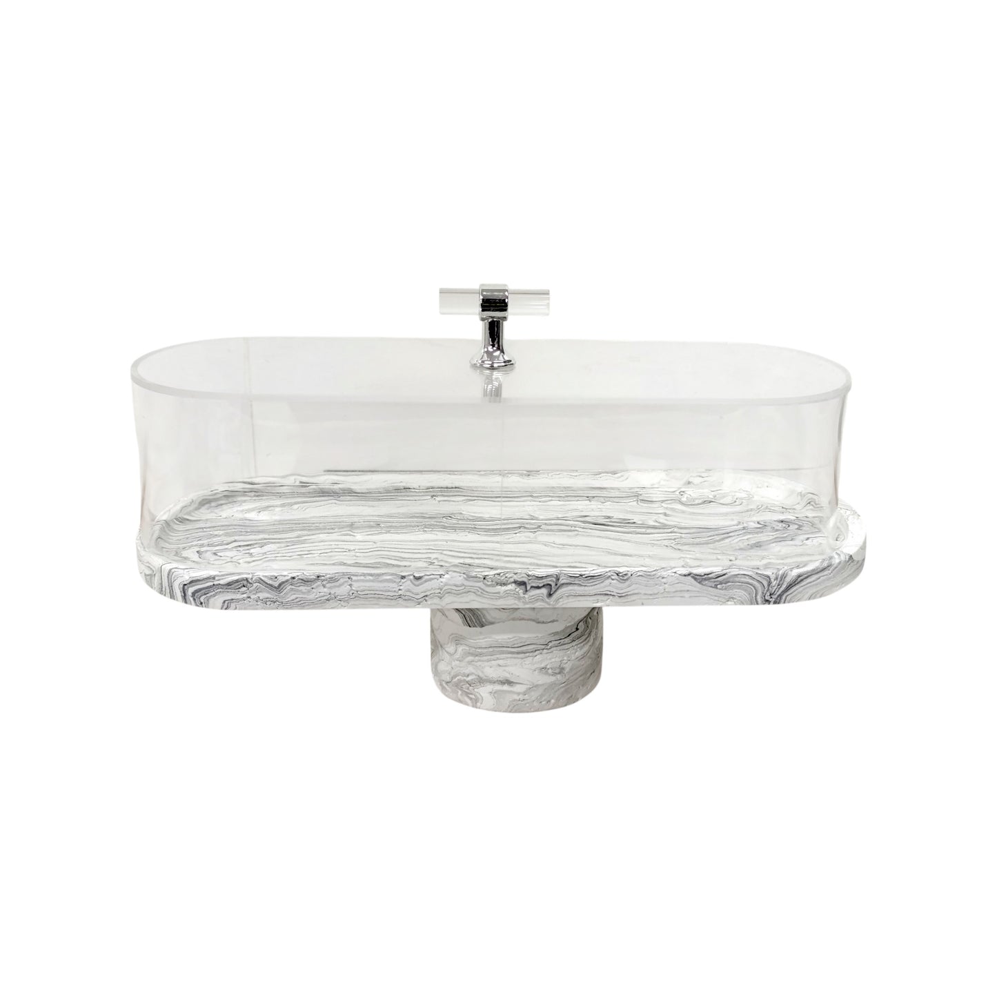 Marble Design Rectangular Cake Server Black & White