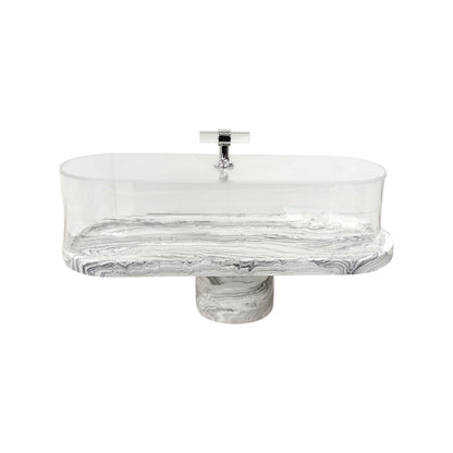 Marble Design Rectangular Cake Server Black & White
