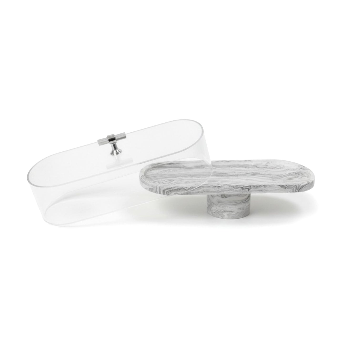 Marble Design Rectangular Cake Server Black & White