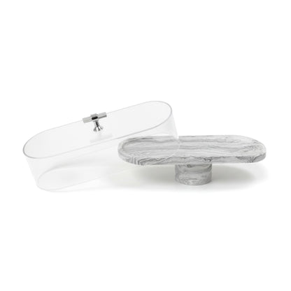 Marble Design Rectangular Cake Server Black & White