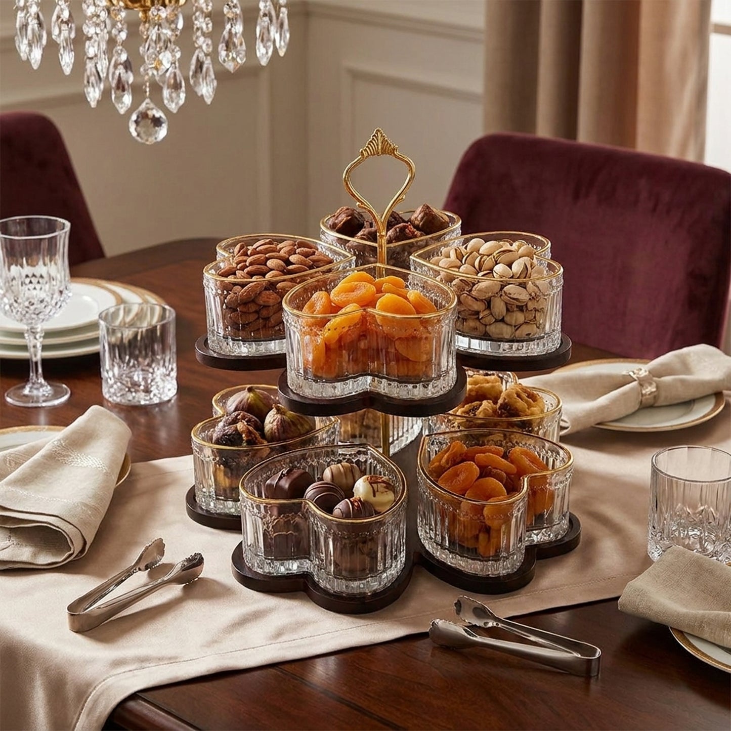 10 Piece Heart Shaped Serving Stand Multicoloured