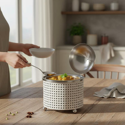 1.5Lt Chafing Dish with Mesh Design White & Stainless Steel