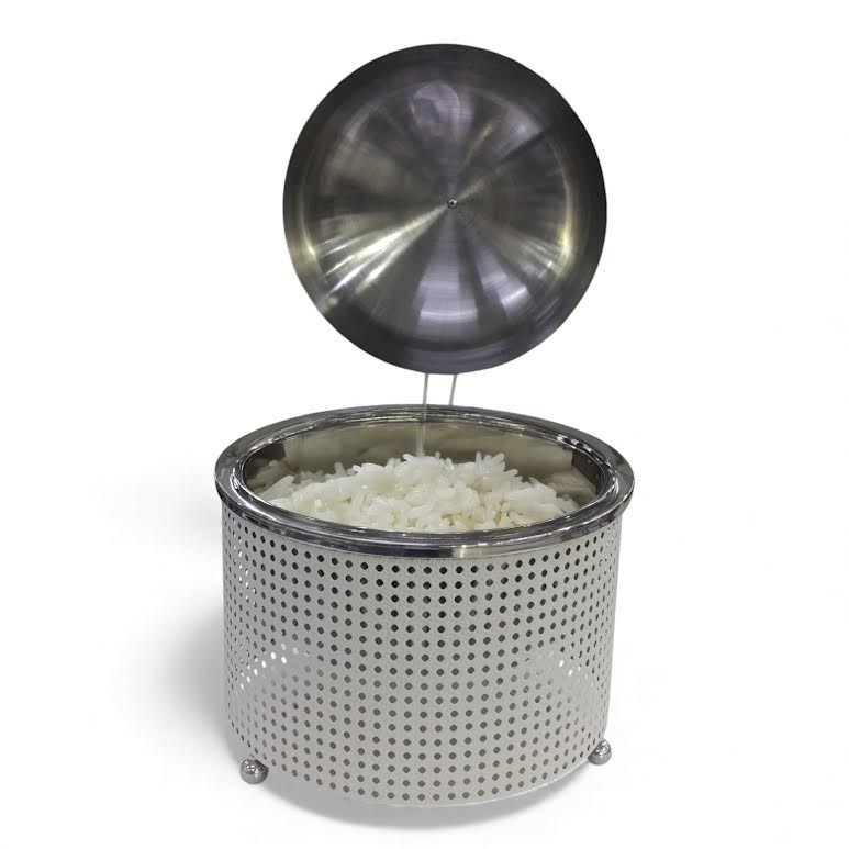 Extra Large Chafing Dish with Mesh Design White & Stainless Steel