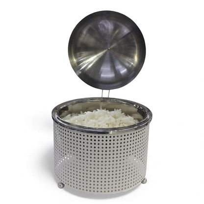 Extra Large Chafing Dish with Mesh Design White & Stainless Steel