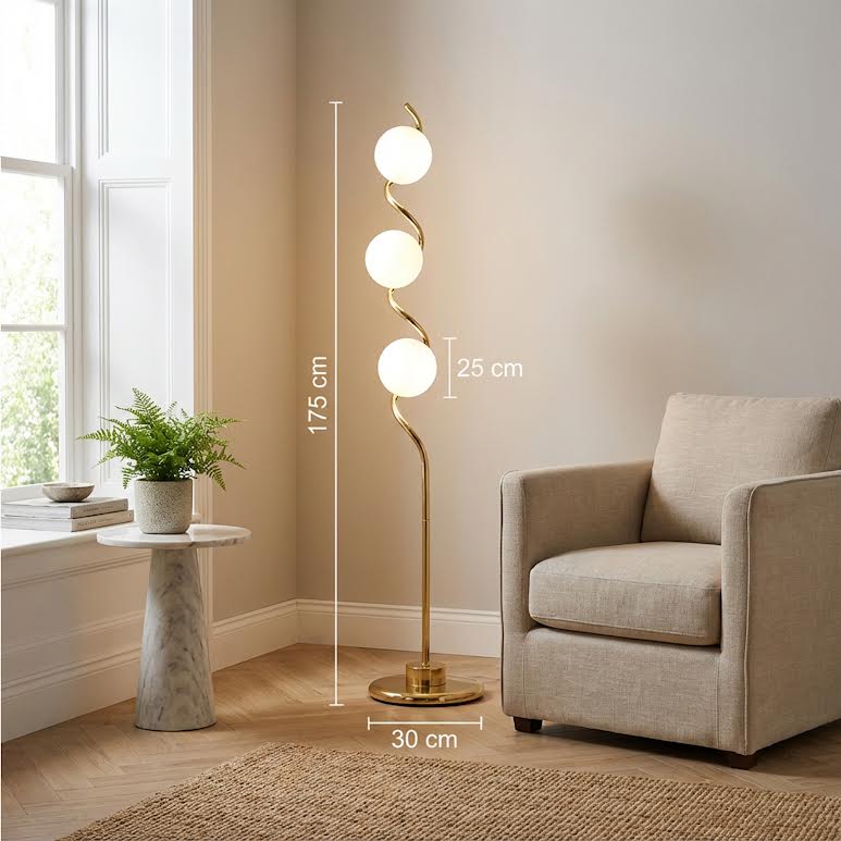 Floor Lamp with 3 Lights Gold & White