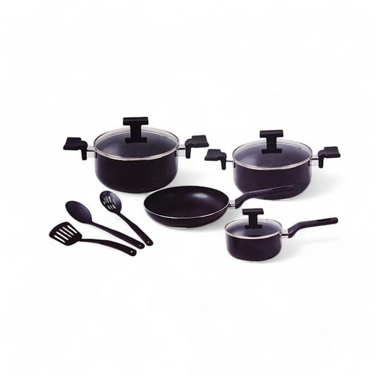 CH 10 Piece Non-Stick Aluminium Cookware Set Black