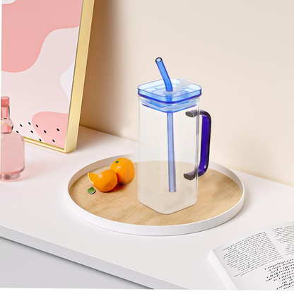 Borosilicate Glass 300ml Cup Clear & Blue