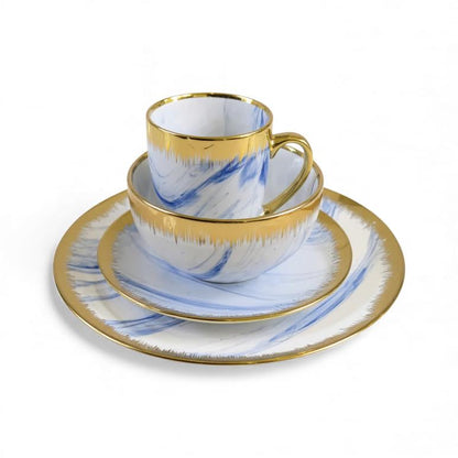 16 Piece Marble Design Dinner Set Multicoloured