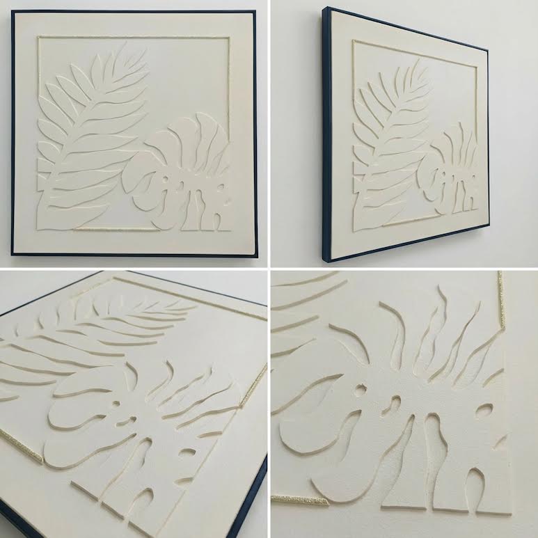 100 x 100cm Leaf Design Frame Cream