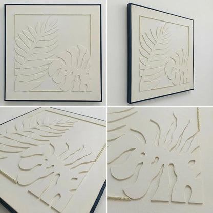 100 x 100cm Leaf Design Frame Cream
