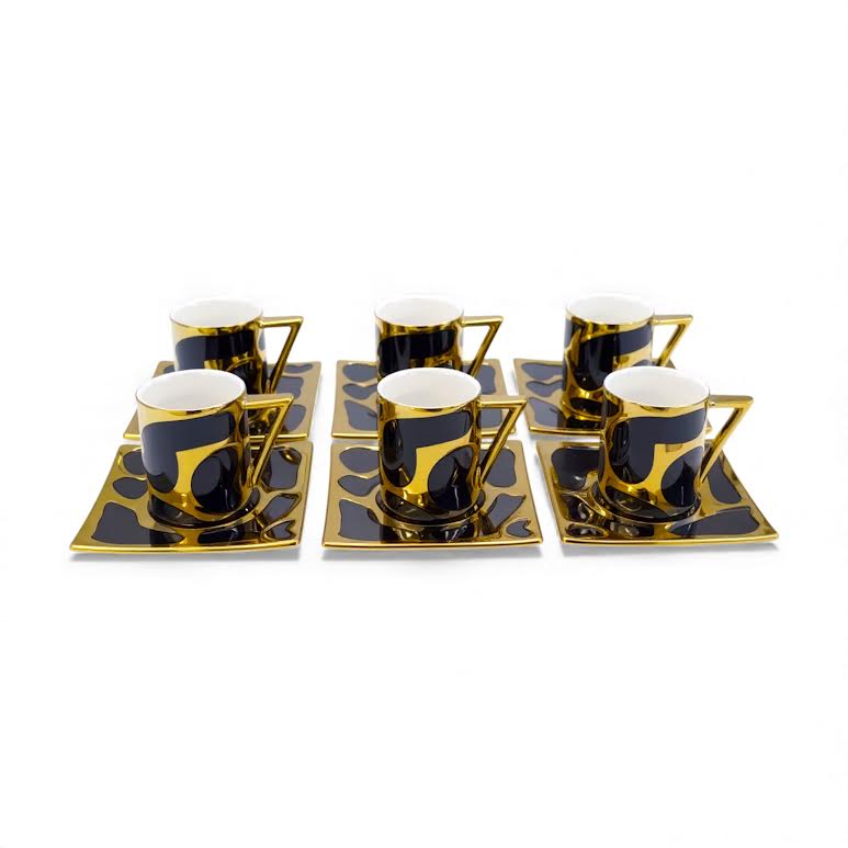 12 Piece Espresso Set Black & Gold